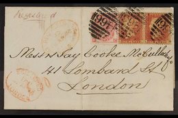 1872 (15 Apr) Registered Entire From Liverpool To London, Franked 1858 1d Pl.123 PAIR And 1867 3d Rose Pl.7, Each Tied " - Other & Unclassified