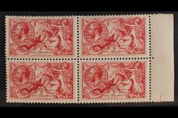 1918-19 5s Rose-red Bradbury Seahorse, SG 416, Never Hinged BLOCK OF FOUR From The Right Side Of The Sheet, Three Stamps - Sin Clasificación