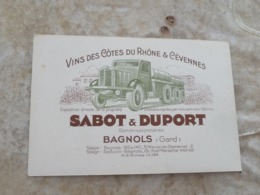 Carte De Visite CDV Pub Publicitaire Sabot Duport Bagnols Gard Vin Des Côtes Du Rhône Illustré - Cartes De Visite