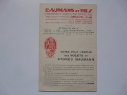 VIEUX PAPIERS - NOTES : Pour L'emploi Des Volets Et Stores BAUMANN - Matériel Et Accessoires