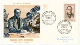 Enveloppe FDC - 35F Auguste Comte - Montpellier - 14 Sept 1957 - 1950-1959