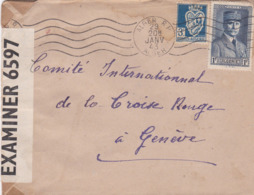 ALGERIE - 1943 - LETTRE D'ALGER POUR LA SUISSE (GENEVE) - EXAMINER 6597 - Lettres & Documents