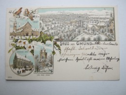 SCHWÄBISCH GMÜND , Winterlitho , Schöne Karte 1899 - Schwäbisch Gmünd