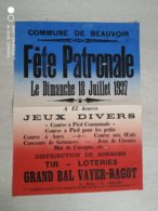 Beauvoir (Sarthe). Jolie Affiche Ancienne De Juillet 1937. Fête Patronale. - Affiches