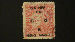 India - Cochin - 1948 - 6 Pies Overprint On 3 Pies On C G S O - Look Scan - Cochin