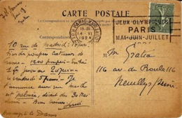 1924- Post Card From Paris Cancelled  Paris XVIII R. DE CLIGNANCOURT  / JEUX OLYMPIQUES / PARIS / MAI-JUIN-JUILLET / 192 - Sommer 1924: Paris