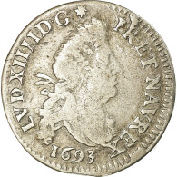 Monnaie, France, Louis XIV, 4 Sols Aux 2 L, 1693, Paris, TB+, Gadoury 106 - 1643-1715 Louis XIV The Great