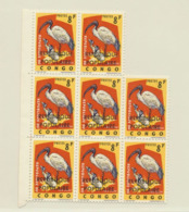 Belgian Congo - Katanga - Local Overprint - Stanleyville - 13 - Block Of 8 - Bird - MNH - Katanga