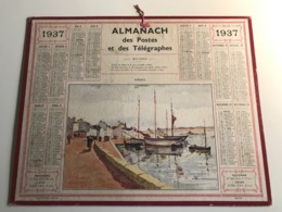 Calendrier Almanach Des Postes Et Des Telegraphes - 1937 - TREBOUL (aquarelle Henri NOYEUX) - Grand Format : 1921-40