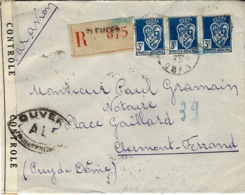 1946- Enveloppe Recc. De TLEMCEN  Affr. 9 F Avec Censure A L C D'oran - Lettres & Documents