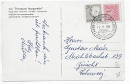 1956 - MARITIME / SCHIFFSPOST - SUEDE - CARTE Du PAQUEBOT PRINSESSAN MARGARETHA CACHET FREDERIKSHAVN-GÖTEBORG => SUISSE - Brieven En Documenten