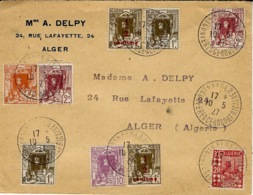 1927)- Enveloppe D'Alger  Affr.  Petites Valeurs  Oblit. 4 ème CONFERENCE NORD-AFRICAINE - Storia Postale