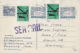 1959 - MARITIME - INDONESIA - CP Avec GRIFFE "SEA MAIL" De MAGELANG => BONN (GERMANY) - Indonesia