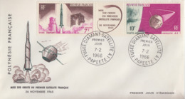 Enveloppe  FDC  1er Jour  POLYNESIE   Mise  En  Orbite  Du  1er  Satellite   Français  1966 - FDC