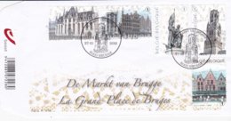 FDC OP ZIJDE SUR SOIE  DE MARKT V/BRUGGE LA GRAND PLACE DE BRUGES - 2011-2014