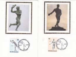 FDC OP ZIJDE SUR SOIE BELGISCHE BEELDHOUWWERKEN-SCULPTURES BELGES - 1991-2000