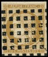 EMISSION DE 1849 - 1    10c. Bistre-jaune, Obl. GROS POINTS, TB - 1849-1850 Ceres