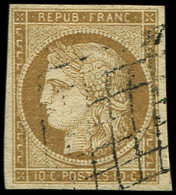 EMISSION DE 1849 - 1    10c. Bistre-jaune, Obl. GRILLE, TB - 1849-1850 Ceres