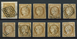 EMISSION DE 1849 - 1    10c. Bistre-jaune, 10 Ex. Obl., En Général TB - 1849-1850 Cérès