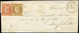 Let EMISSION DE 1849 - 1 Et 5, 10c. Bistre-jaune Au Filet Dans Un Angle Et 40c. Orange, Obl. PC 1360 S. LSC, Càd T15 GAL - 1849-1850 Cérès