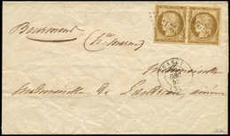 Let EMISSION DE 1849 - 1a   10c. Bistre-brun, PAIRE Obl. PC 2217 S. LSC, Càd T15 NANCY 23/12/52, TTB. S - 1849-1850 Cérès