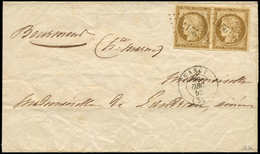 Let EMISSION DE 1849 - 1a   10c. Bistre-brun, PAIRE Obl. PC 2217 S. LSC, Càd T15 NANCY 23/12/52, TTB. S - 1849-1850 Ceres