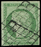 EMISSION DE 1849 - 2    15c. Vert, Obl. GRILLE, TB - 1849-1850 Cérès