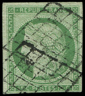 EMISSION DE 1849 - 2    15c. Vert, Obl. GRILLE, TB - 1849-1850 Ceres