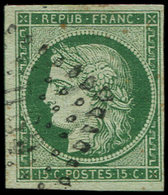 EMISSION DE 1849 - 2b   15c. Vert FONCE, Obl. Losange DS2, Belle Nuance, TB/TTB - 1849-1850 Cérès