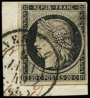 EMISSION DE 1849 - 3    20c. Noir Sur Jaune, Obl. Càd T15 VESOUL 9 JANV 49 S. Fragt, TB. C - 1849-1850 Cérès