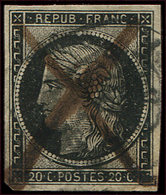 EMISSION DE 1849 - 3a   20c. Noir Sur Blanc, Obl. PLUME Et Càd, Trou D'épingle Sinon TB - 1849-1850 Cérès