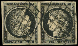 EMISSION DE 1849 - T3d  20c. Noir Sur Jaune, TETE BECHE Obl. Légère, TTB. Br - 1849-1850 Cérès