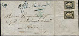 Let EMISSION DE 1849 - 3    20c. Noir, Obl. Càd BLEU PARIS 2 JANV 49 S. LAC Affr. à 40c., Le 2e Timbre A échappé à L'obl - 1849-1850 Cérès