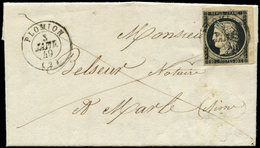 Let EMISSION DE 1849 - 3    20c. Noir Sur Jaune, Petit Cdf, Obl. Càd T15 PLOMION 3 JANV 49 Sur LAC, TTB - 1849-1850 Cérès
