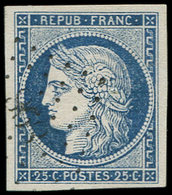 EMISSION DE 1849 - 4    25c. Bleu, Grandes Marges, Obl. PC 368, Frappe Légère, TTB/Superbe - 1849-1850 Cérès