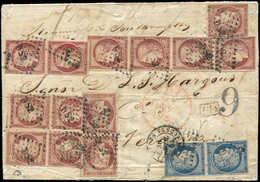 Let EMISSION DE 1849 - 4 Et 6, 25c. Bleu PAIRE Et 1f. Carmin 13 Ex. Dont BANDE De 4 Et PAIRES, Obl. Los. DS2 S. LAC, Càd - 1849-1850 Ceres