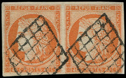 EMISSION DE 1849 - 5    40c. Orange, PAIRE Obl. GRILLE, TB - 1849-1850 Cérès