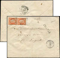 Let EMISSION DE 1849 - 5    40c. Orange, PAIRE Obl. GRILLE S. Env. CHARGE, Càd T15 ST AMBROIX 12/5/50, R Et TTB - 1849-1850 Ceres