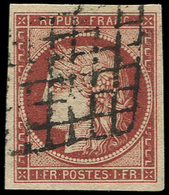 EMISSION DE 1849 - 6     1f. Carmin, Oblitéré GRILLE, TB - 1849-1850 Ceres