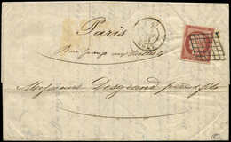 Let EMISSION DE 1849 - 6A    1f. ROUGE-BRUN, Obl. GRILLE S. LAC, Càd T15 LYON 19/4/50, Jolie Nuance, TTB, Certif. JF Bru - 1849-1850 Ceres