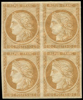 ** EMISSION DE 1849 - R1f  10c. Bistre Clair, REIMPRESSION, BLOC De 4, Fraîcheur Postale, TTB - 1849-1850 Ceres