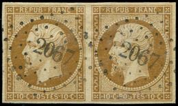 PRESIDENCE - 9a   10c. Bistre-brun, PAIRE Obl. PC 2067, TB - 1852 Louis-Napoleon