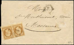 Let PRESIDENCE - 9    10c. Bistre-jaune, PAIRE Marges énormes, Obl. PC 3471 S. Faire-part, Càd T15 VALENCE-S-RHONE 19/(8 - 1852 Louis-Napoleon