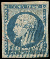 PRESIDENCE - 10   25c. Bleu, Oblitéré GRILLE BLEUE De Suisse, R Et TB - 1852 Luigi-Napoleone
