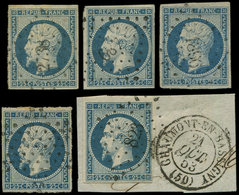 PRESIDENCE - 10   25c. Bleu, 5 Ex. Obl. PC (4) Et ETOILE, TB - 1852 Luigi-Napoleone