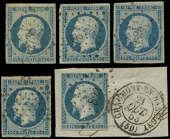 PRESIDENCE - 10   25c. Bleu, 5 Ex. Obl. PC (4) Et ETOILE, TB - 1852 Louis-Napoléon