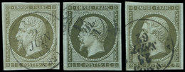 EMPIRE NON DENTELE - 11    1c. Olive, 3 Ex. Obl. Càd T15, TB - 1853-1860 Napoleone III