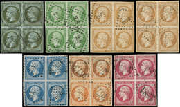 EMPIRE NON DENTELE - 11, 12, 13A/B, 14B, 16, 17B, Tous En BLOCS De 4 Obl., TB - 1853-1860 Napoléon III.