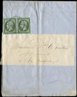 Let EMPIRE NON DENTELE - 11    1c. Olive, PAIRE Obl. Càd T22 LA FERRIERE-S-RISLE 29/7/61 S. Imprimé Sous Bande, TB - 1853-1860 Napoleone III