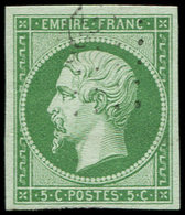 EMPIRE NON DENTELE - 12    5c. Vert, Obl. PC Léger, Belles Marges, Effigie Dégagée, TTB/Superbe - 1853-1860 Napoléon III.